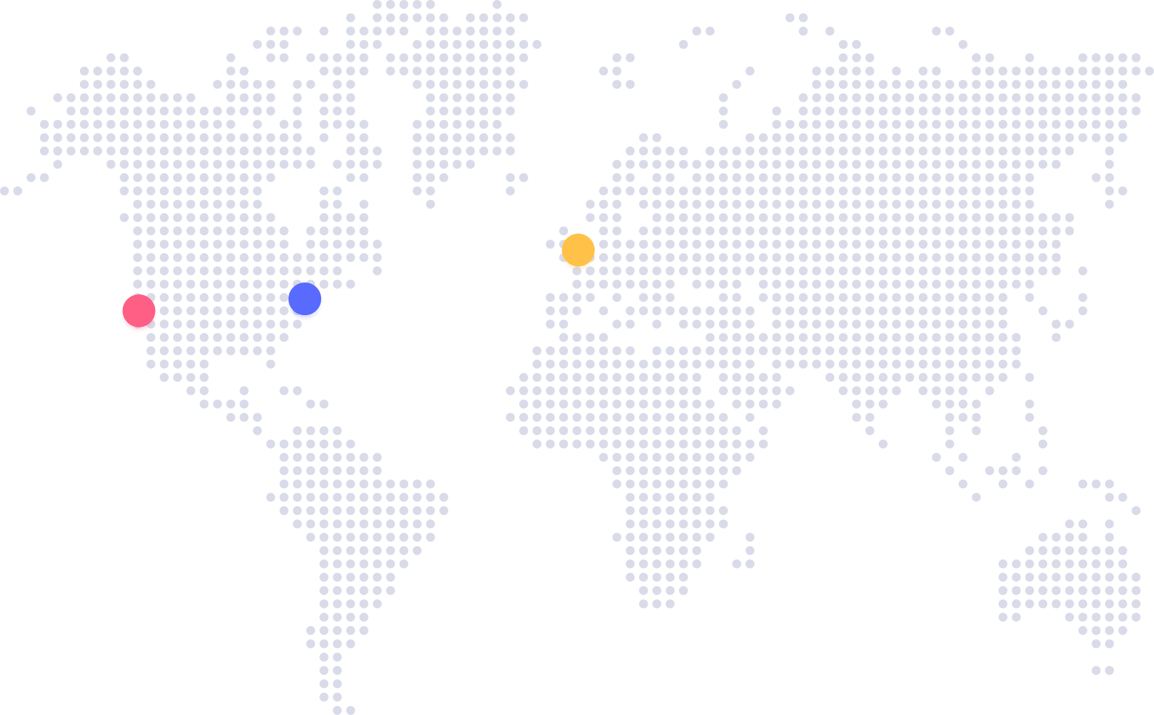 a map of the world made up of dots